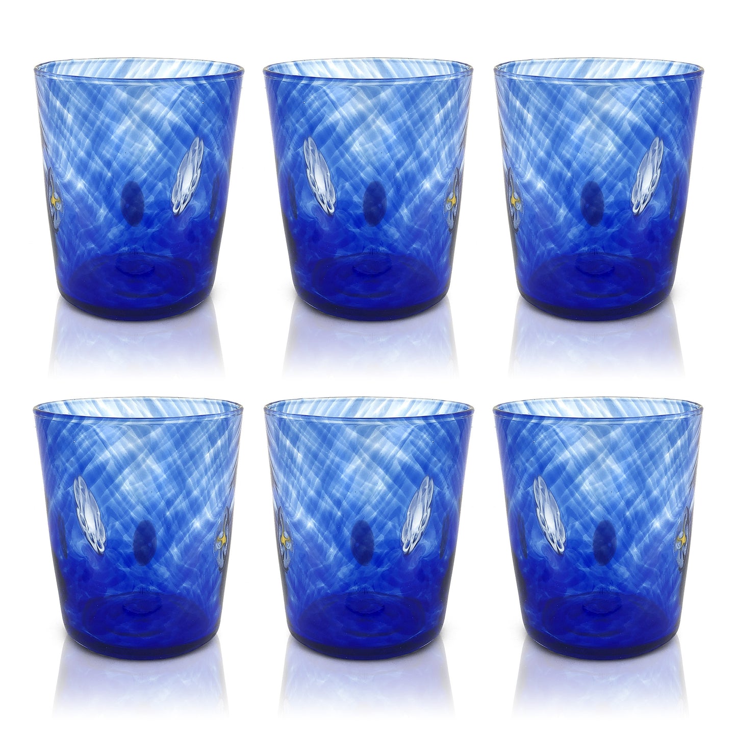 6 Verres en Verre "Les Couleurs de Murano". TUMBLE-CLASSIC-MIX