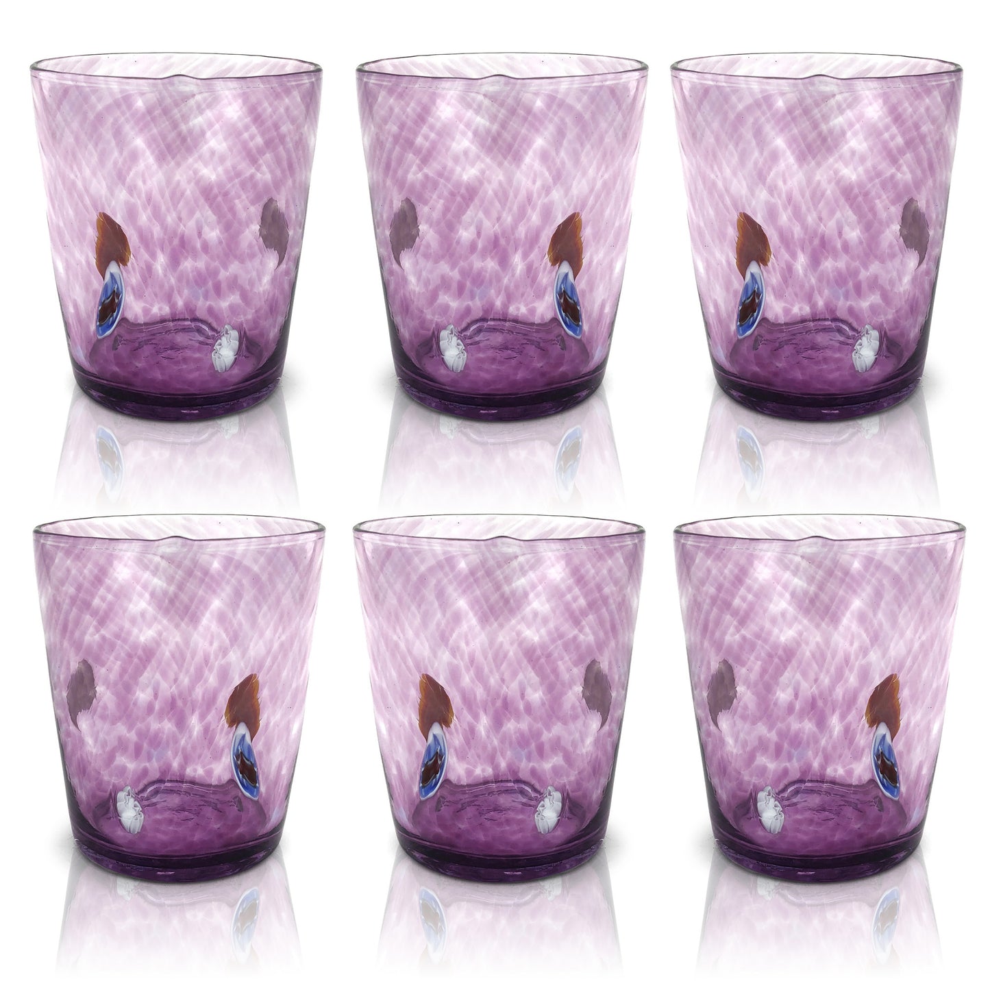 6 Verres en Verre "Les Couleurs de Murano". TUMBLE-CLASSIC-MIX