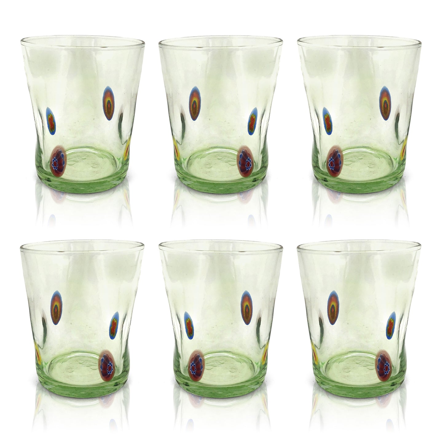 6 Verres en Verre "Les Couleurs de Murano". TUMBLE-CLASSIC-MIX