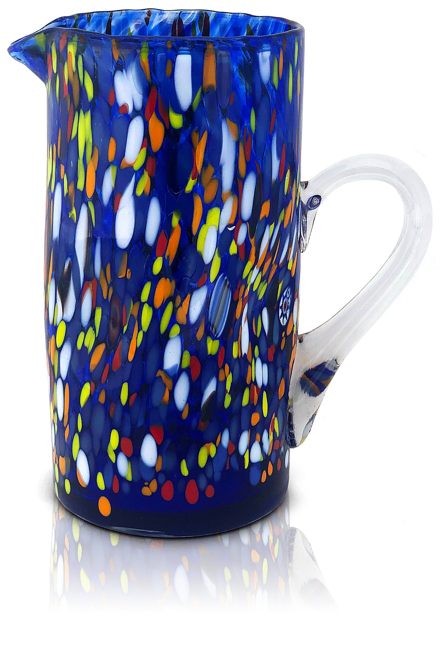 Caraffa Classic in Vetro Soffiata e Lavorata a Mano con Murrine di Murano, linea “I Colori di Murano” 1000 ml. Made in Italy