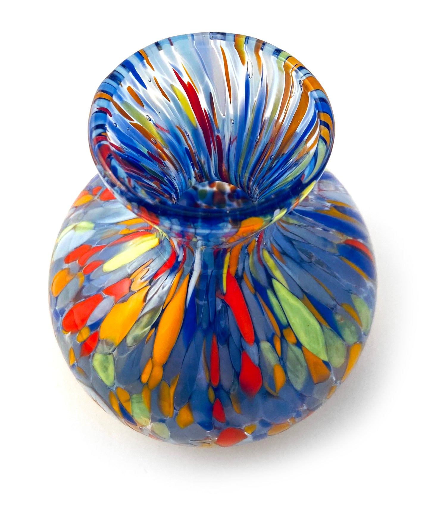 Vaso in Vetro Classic Soffiato e Lavorato a Mano con Murrine di Murano, linea “I Colori di Murano” Made in Italy h. 9,5 cm.