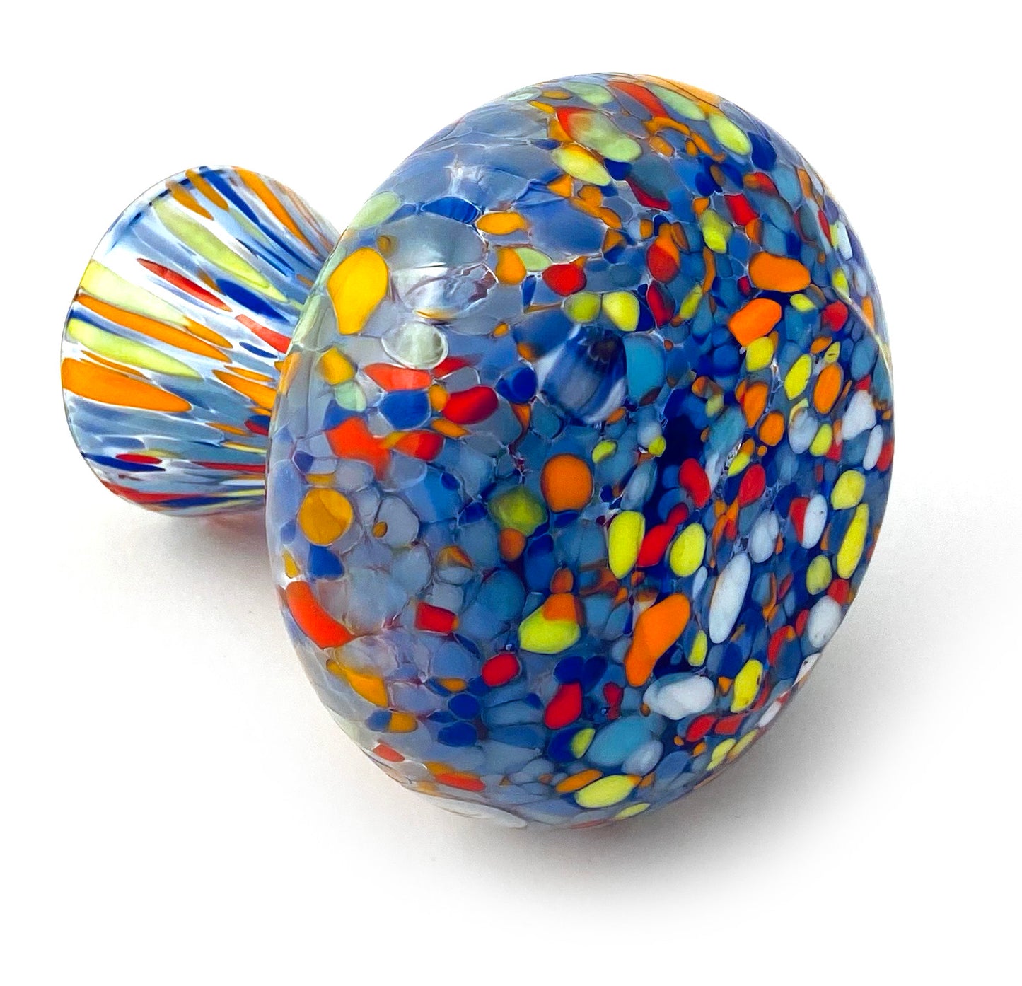 Vaso in Vetro Classic Soffiato e Lavorato a Mano con Murrine di Murano, linea “I Colori di Murano” Made in Italy h. 9,5 cm.
