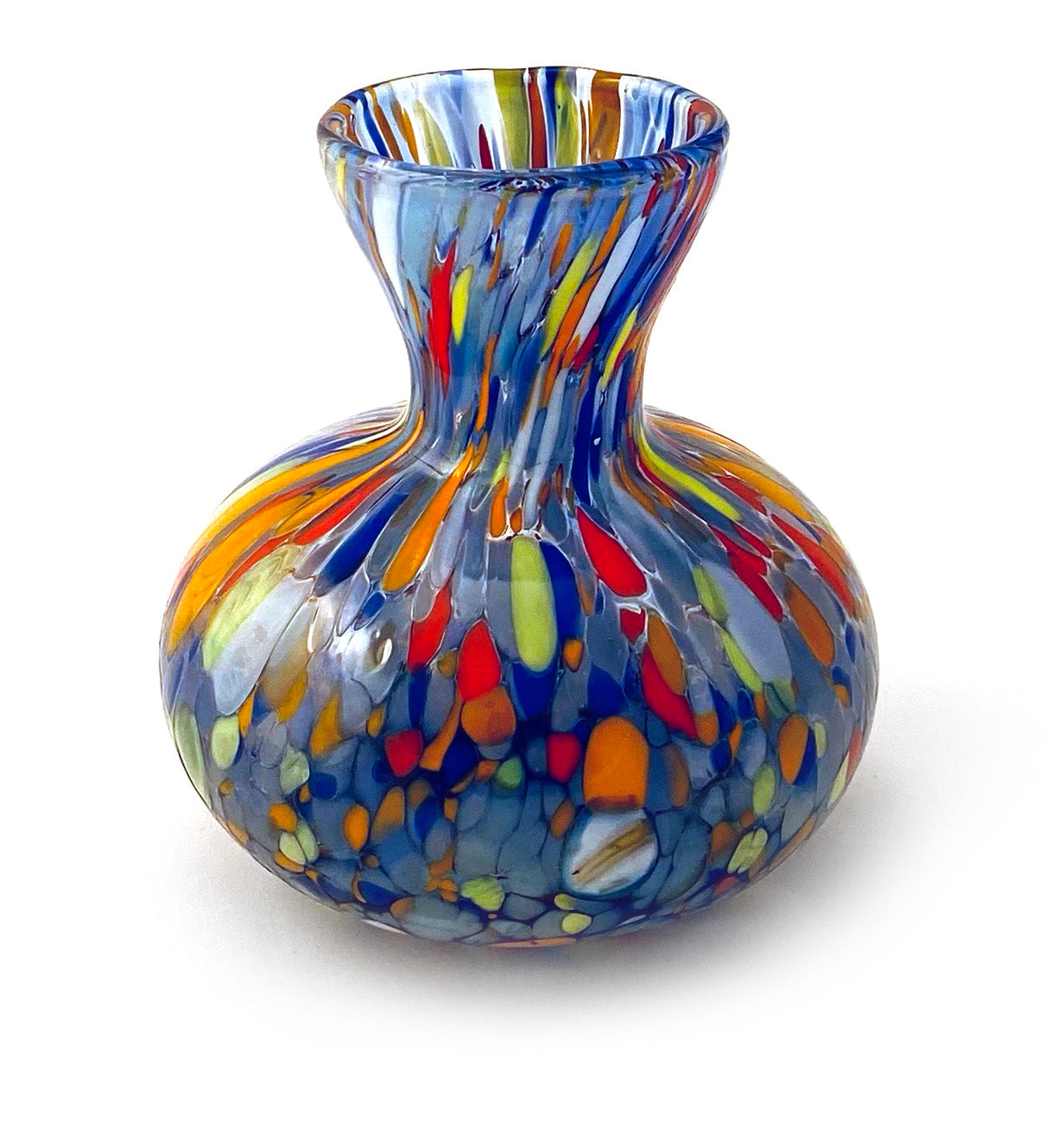 Vaso in Vetro Classic Soffiato e Lavorato a Mano con Murrine di Murano, linea “I Colori di Murano” Made in Italy h. 9,5 cm.