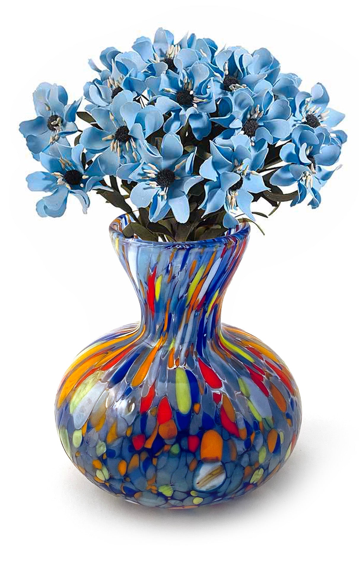 Vaso in Vetro Classic Soffiato e Lavorato a Mano con Murrine di Murano, linea “I Colori di Murano” Made in Italy h. 9,5 cm.