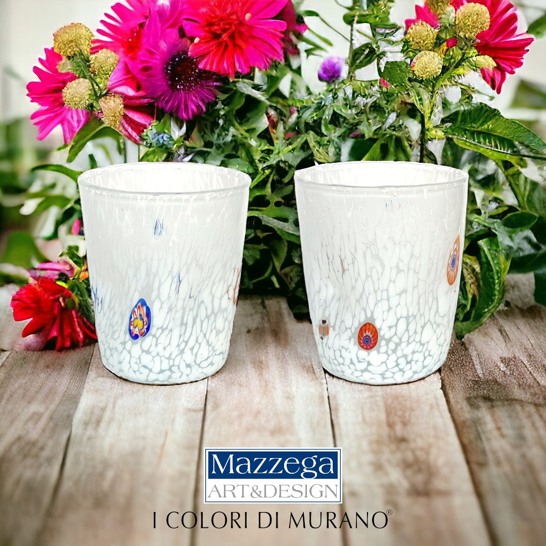 Bicchieri Goto Tumbler in Vetro Soffiati e Lavorati a Mano con Murrine Murano - I Colori di Murano - “Tumbler 350 ml.