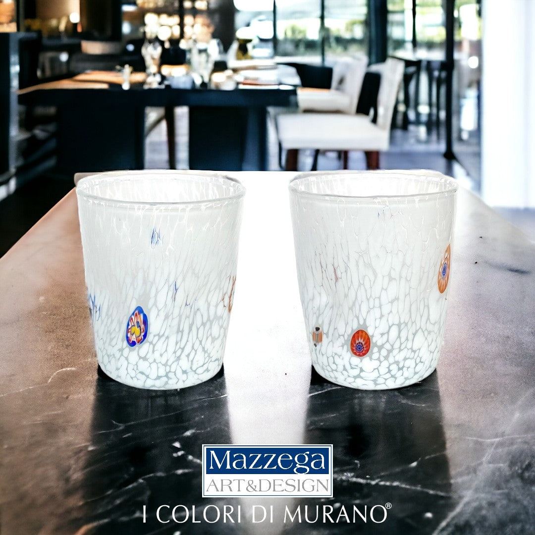 Bicchieri Goto Tumbler in Vetro Soffiati e Lavorati a Mano con Murrine Murano - I Colori di Murano - “Tumbler 350 ml.