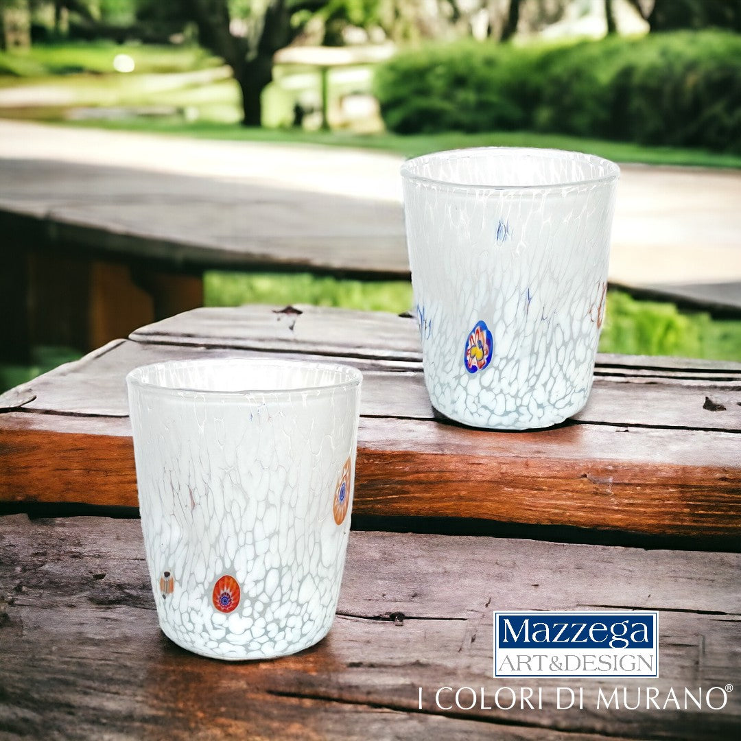 Bicchieri Goto Tumbler in Vetro Soffiati e Lavorati a Mano con Murrine Murano - I Colori di Murano - “Tumbler 350 ml.