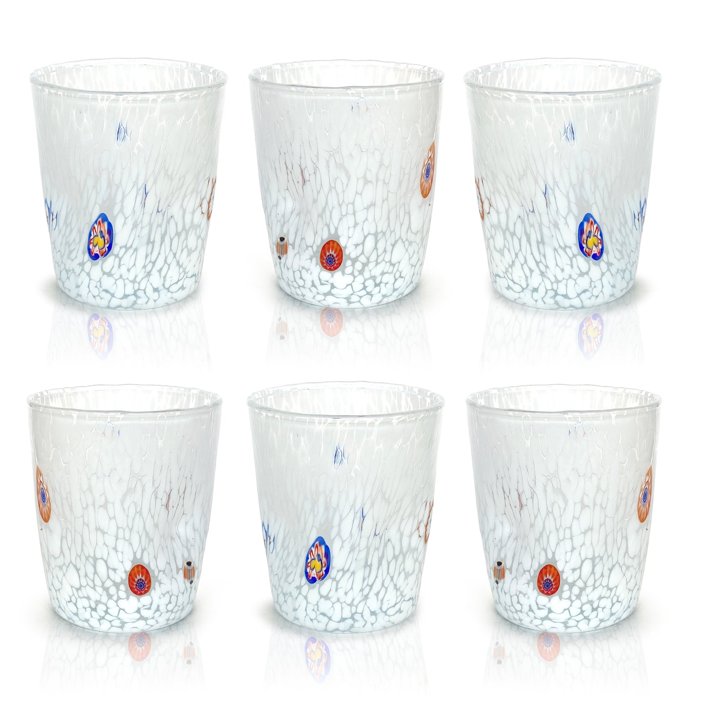 Bicchieri Goto Tumbler in Vetro Soffiati e Lavorati a Mano con Murrine Murano - I Colori di Murano - “Tumbler 350 ml.