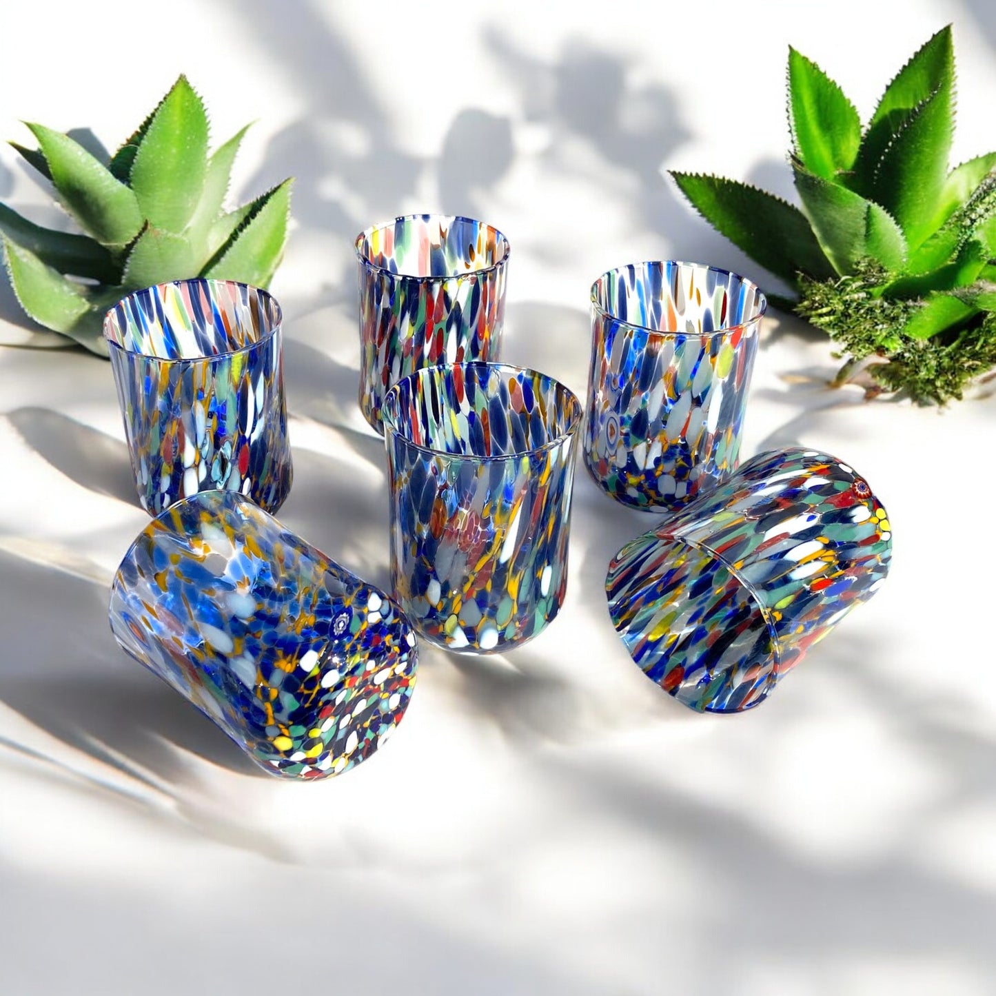 6 verres en verre « I Colori di Murano ». TUMBLE-ARLEQUIN