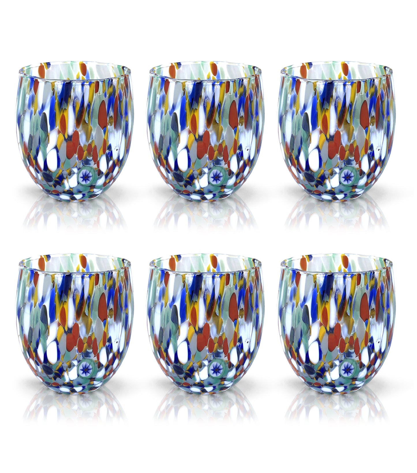 6 Glasgläser „I Colori di Murano“. WASSER-HARLEKIN