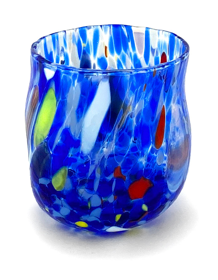 6 Bicchieri Shot Colombina in Vetro Soffiati e Lavorati a Mano con Murrine di Murano, linea “I Colori di Murano” 70 ml. Made in Italy