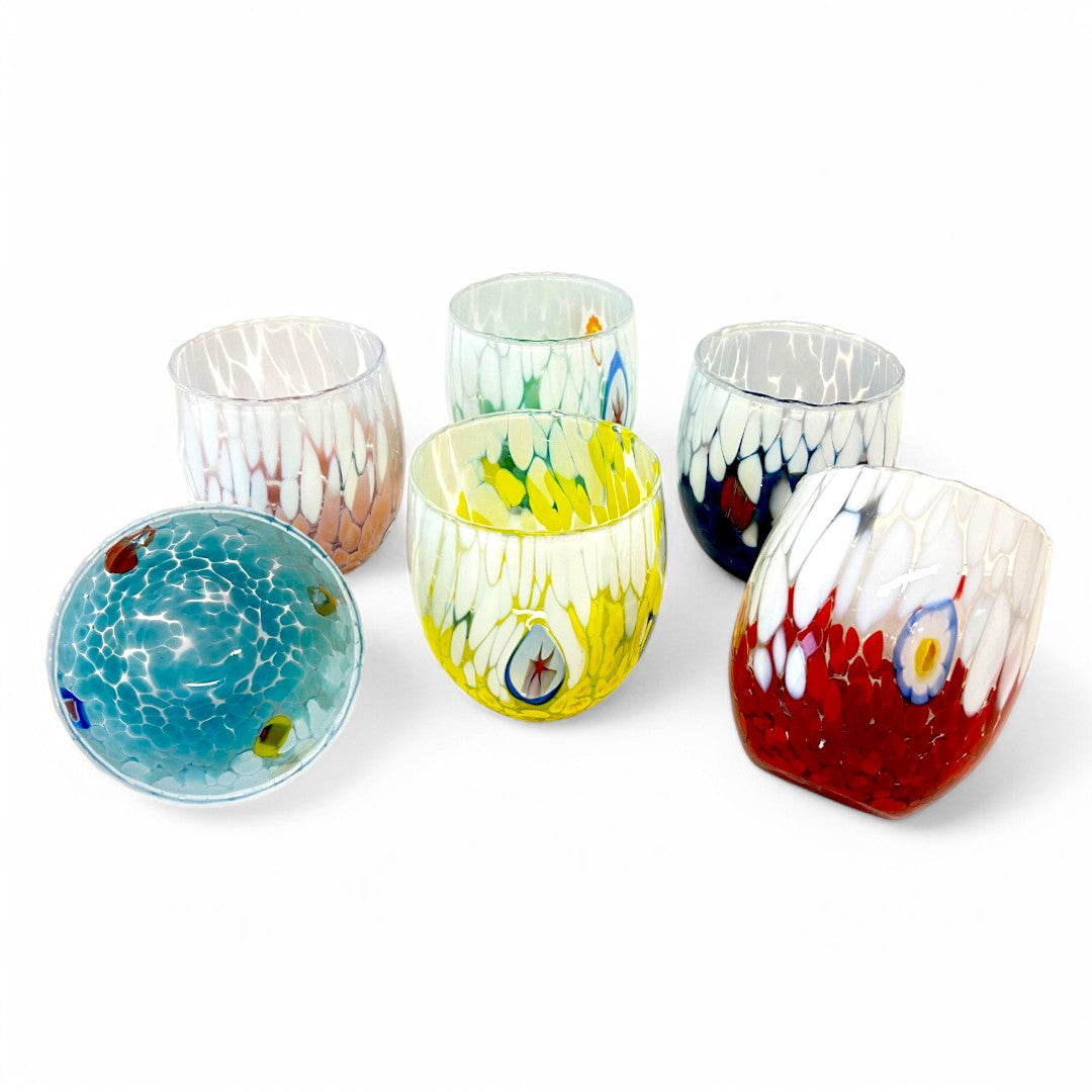 6 Wassergläser aus Glas „Die Farben von Murano“ BICOLOR
