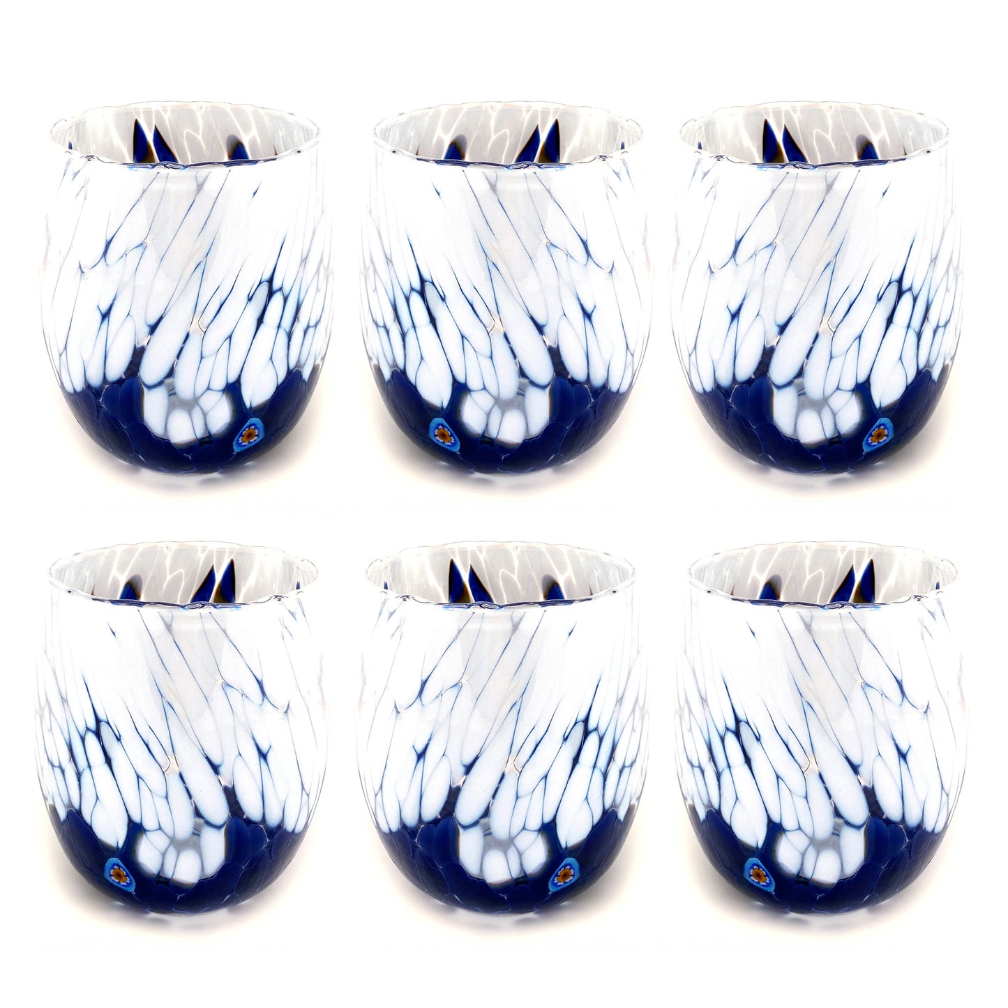 6 Verres en Verre "Les Couleurs de Murano". TUMBLE-CLASSIC-MIX