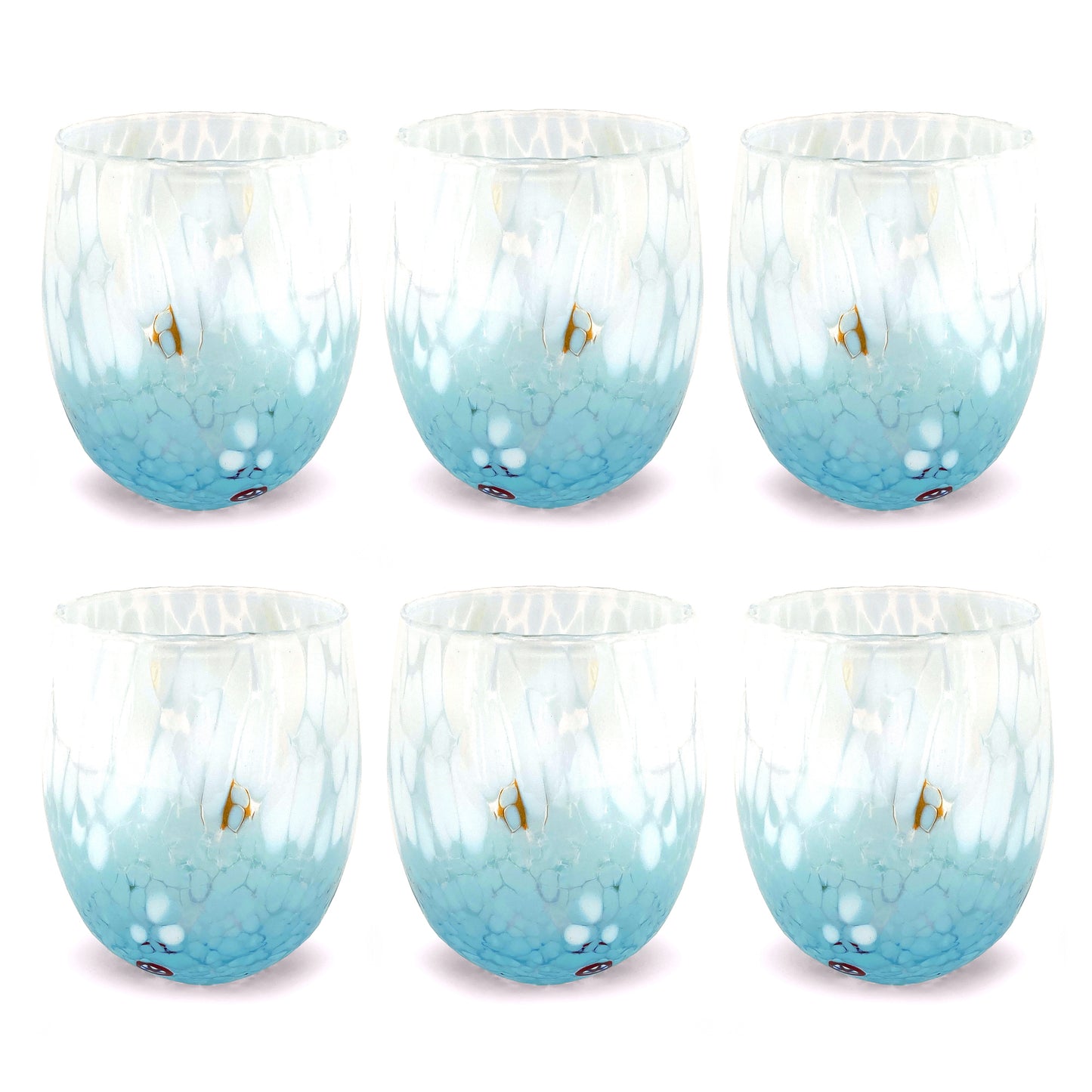 6 Verres en Verre "Les Couleurs de Murano". TUMBLE-CLASSIC-MIX