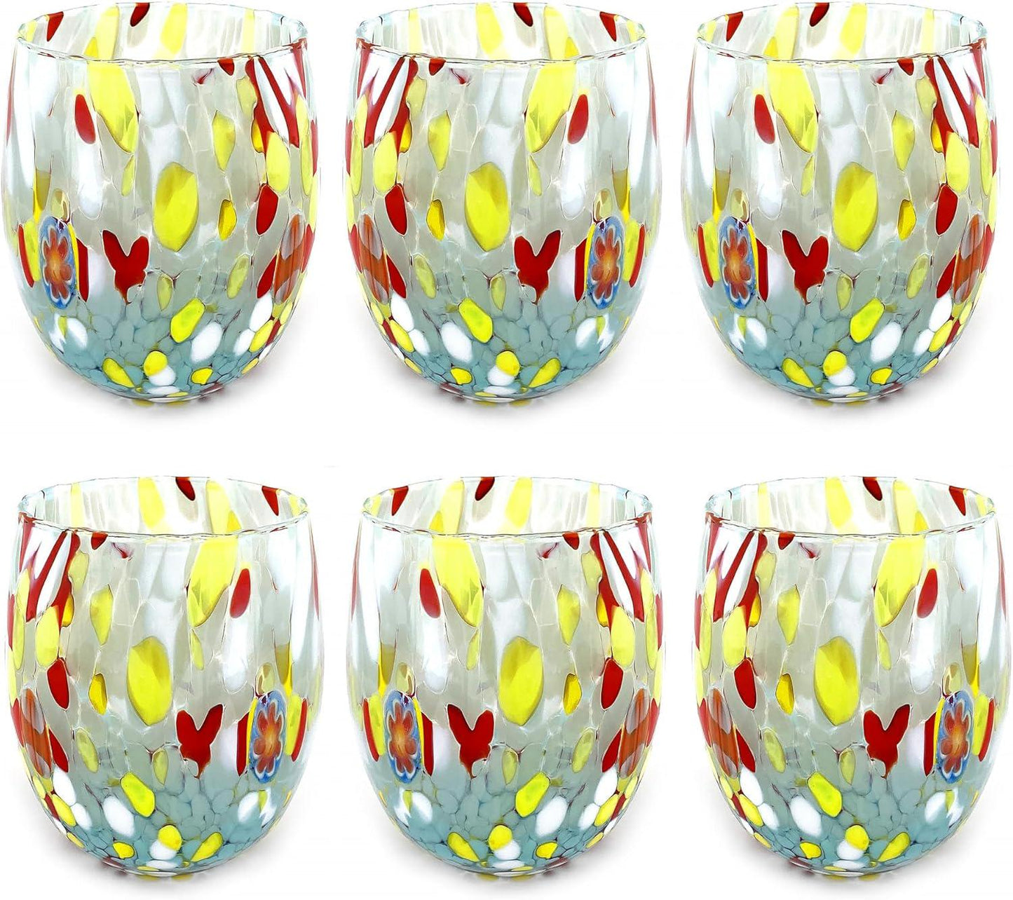 6 Bicchieri da Acqua in Vetro “I Colori di Murano” COLOMBINA