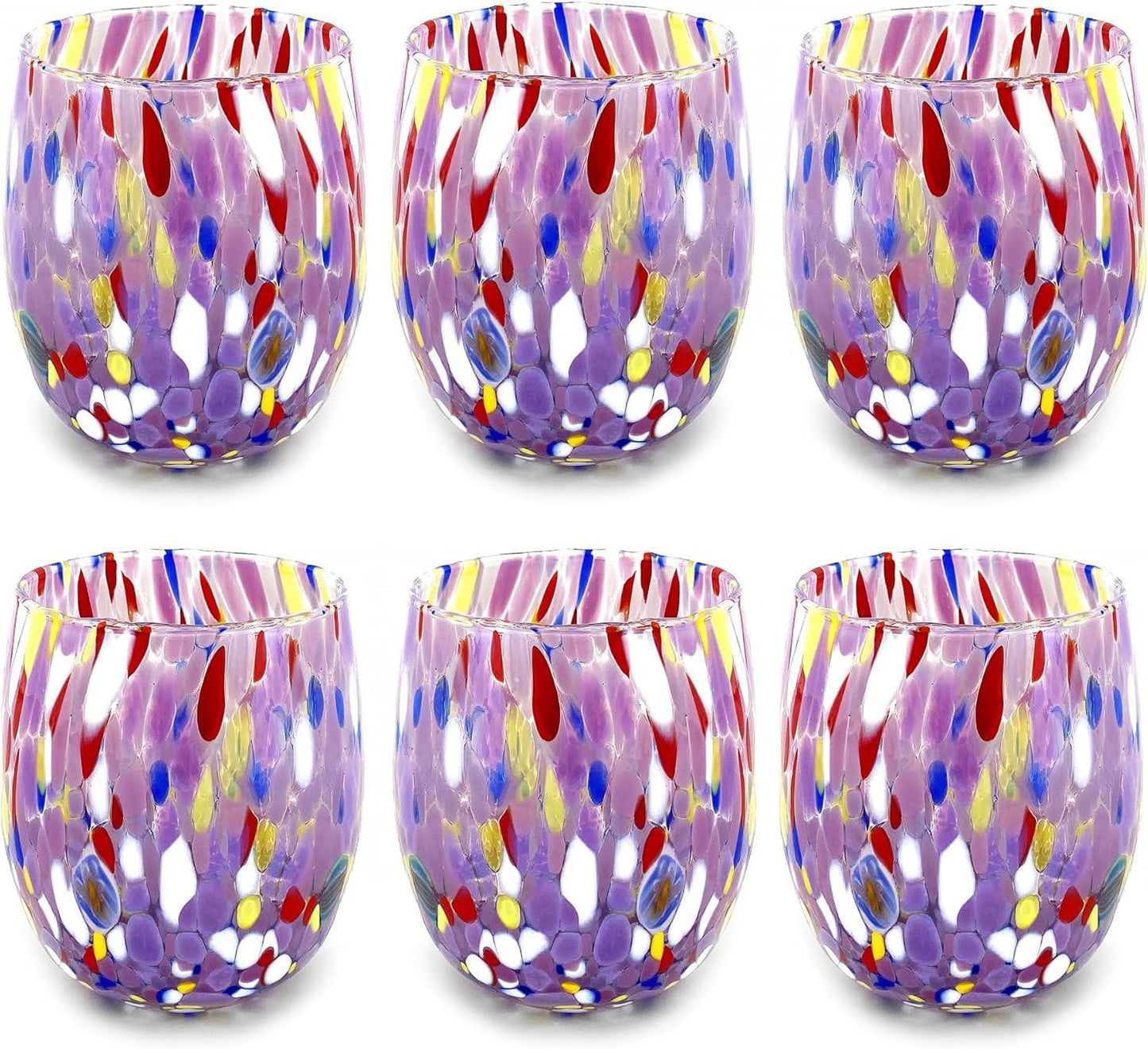 6 Bicchieri da Acqua in Vetro “I Colori di Murano” COLOMBINA