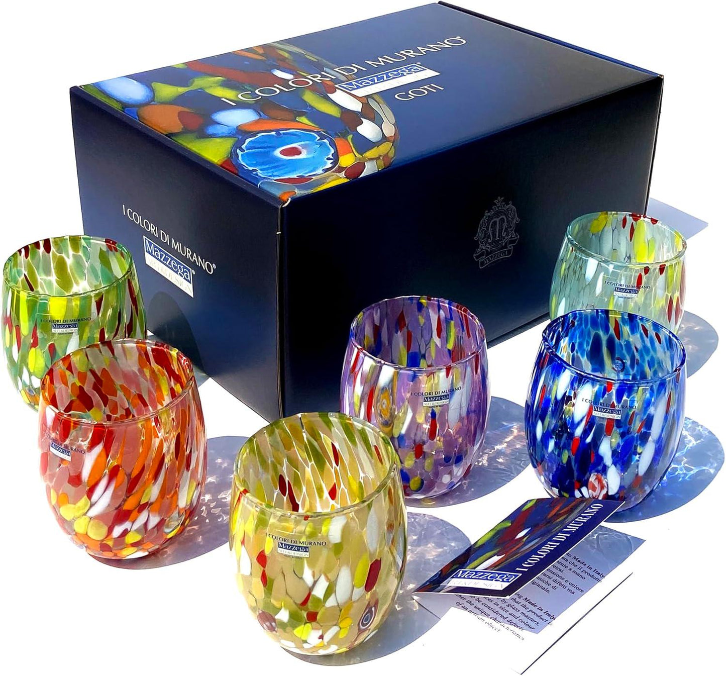 6 Bicchieri da Acqua in Vetro “I Colori di Murano” COLOMBINA
