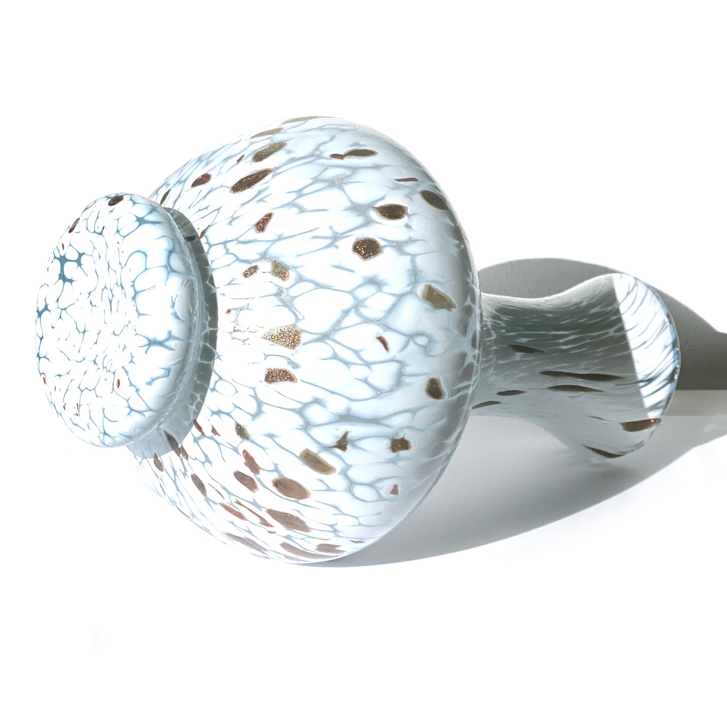 1 Vaso in Vetro Soffiato stile "AVVENTURINA" Lavorato a Mano con Murrine di Murano, linea “I Colori di Murano” h. 29 cm. Made in Italy