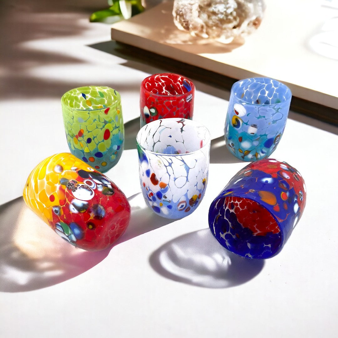 6 Verres en Verre "Les Couleurs de Murano". TUMBLE-CLASSIC-MIX