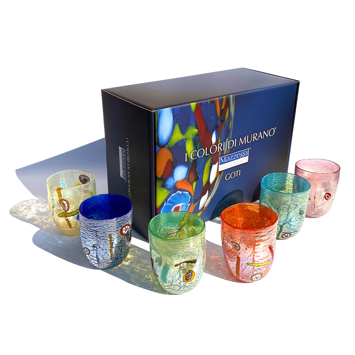 6 Glasgläser "Die Farben von Murano". TUMBLE-KLASSIKER