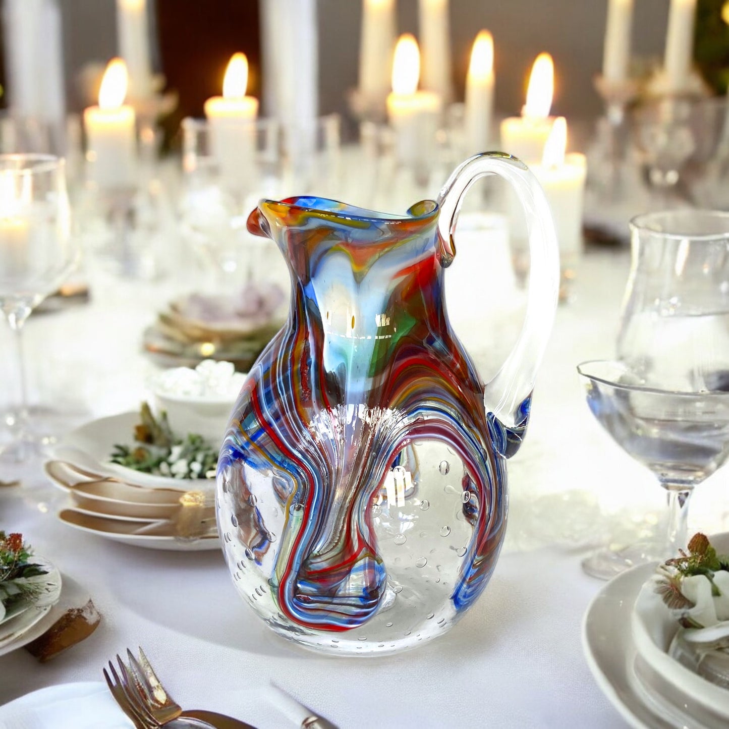1 Caraffa Longhi in vetro di Murano, realizzata nell'isola di Murano, soffiata e lavorata a mano da maestri Vetrai - SPECIAL EDITION - 1000 ml.