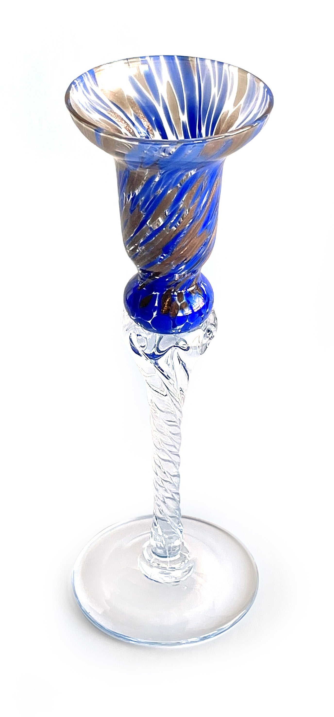 2 Candélabres en Verre Soufflé et Fait Main - Les Couleurs de Murano - Bougeoirs pour Table, Mariages, Fêtes. Fabriqué en Italie