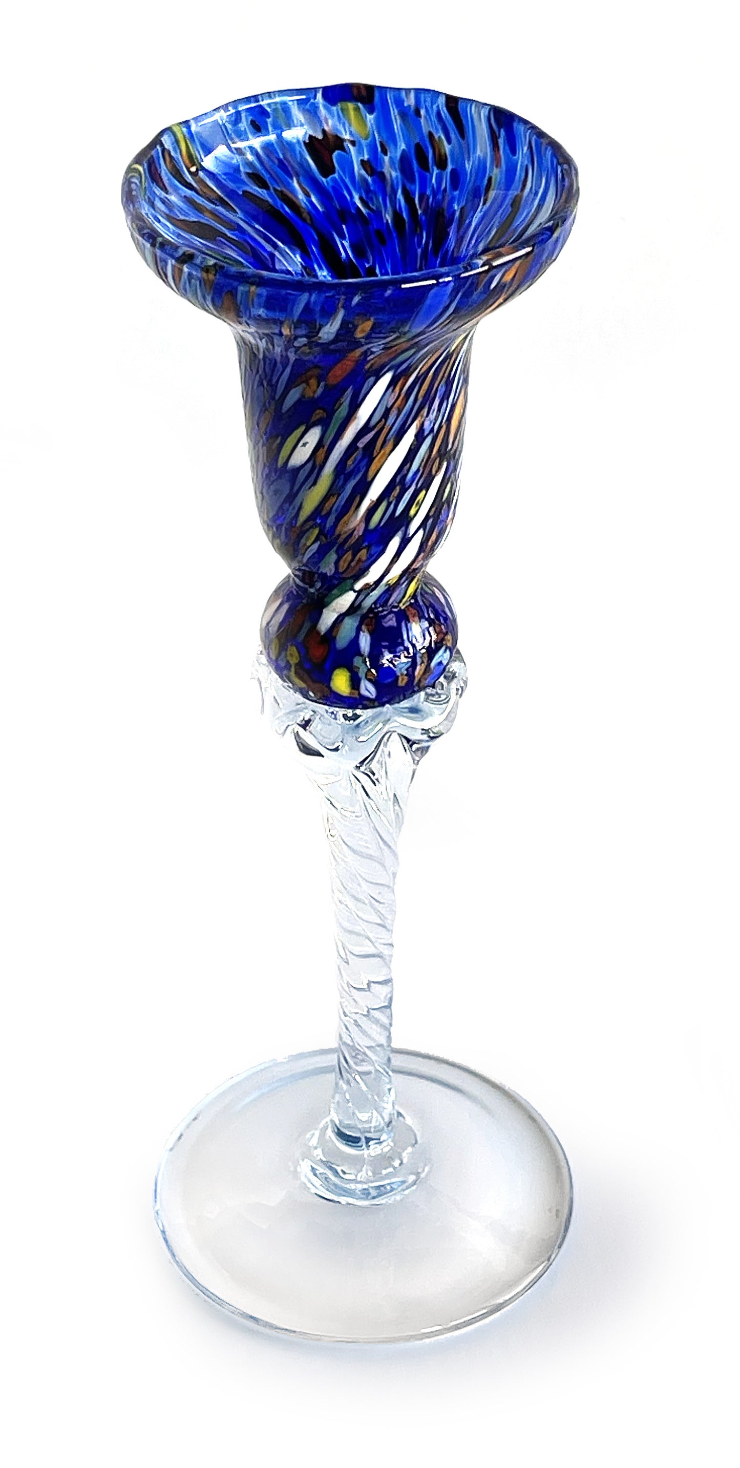 2 Candélabres en Verre Soufflé et Fait Main - Les Couleurs de Murano - Bougeoirs pour Table, Mariages, Fêtes. Fabriqué en Italie