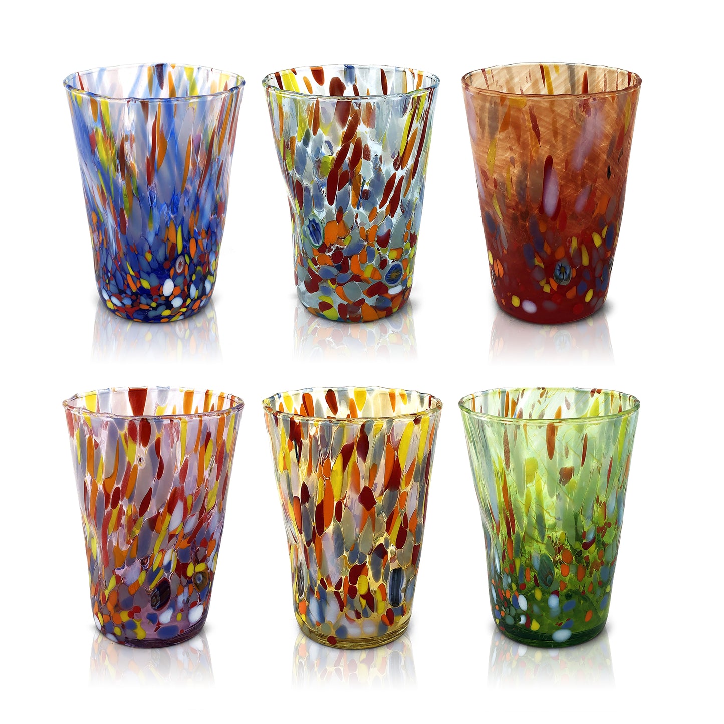 6 Verres en Verre "Les Couleurs de Murano". TUMBLE-CLASSIC-MIX