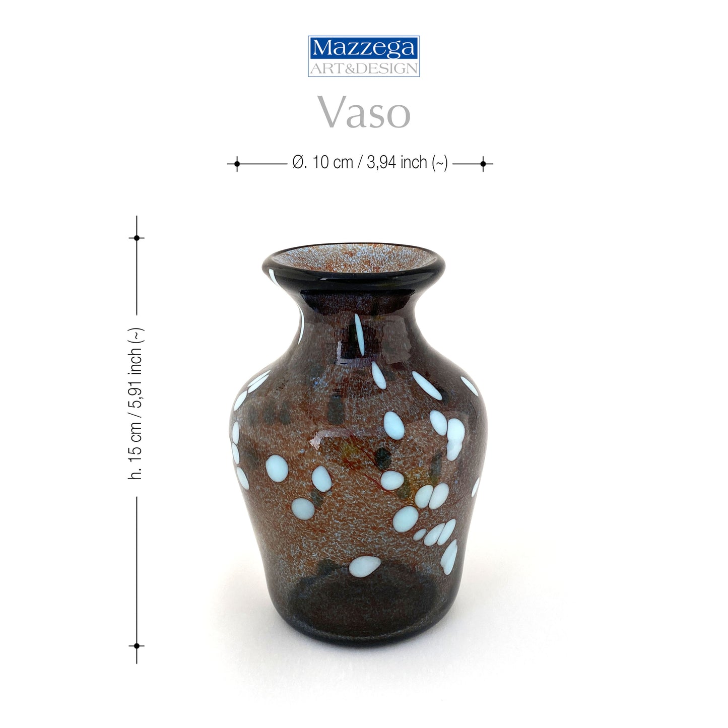 Vaso in vetro di Murano, soffiato e lavorato a mano, linea "I Colori di Murano" h. cm. 15 - Made in Murano. Cod. 06