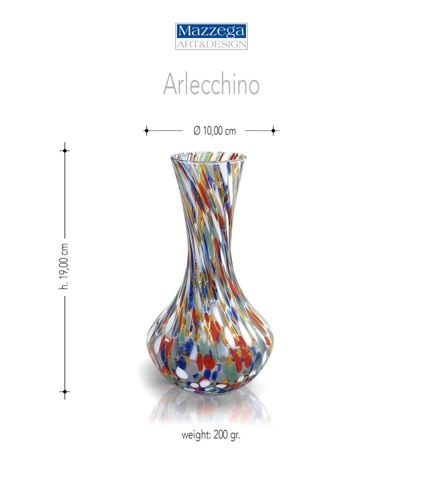 Grand vase en verre « Les Couleurs de Murano ». ARLEQUIN