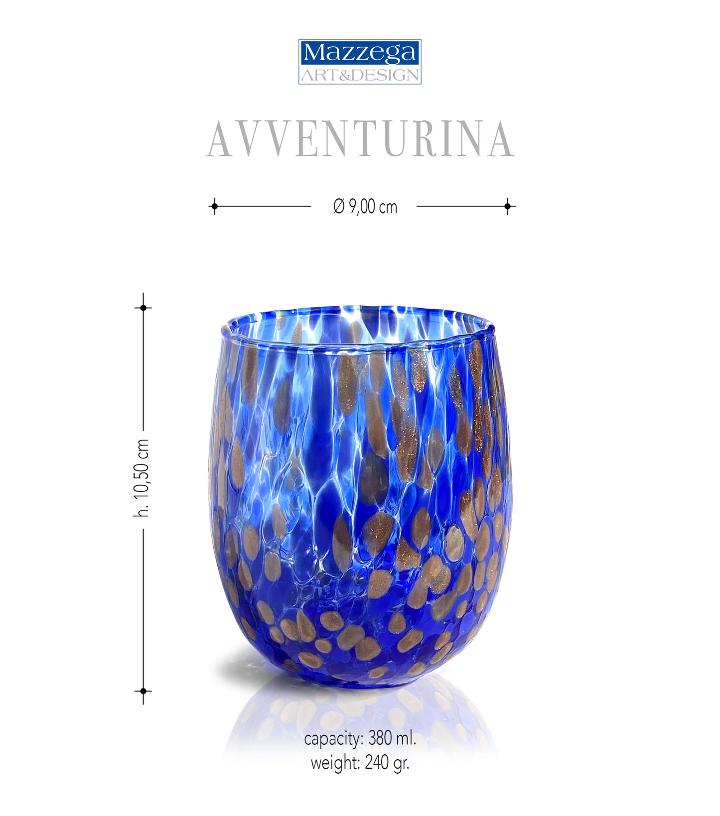 Calici da Vino E Bicchieri Blu e Rossi con Avventurina in Vetro Soffiati e Lavorati a Mano “I Colori di Murano” - Made in Italy
