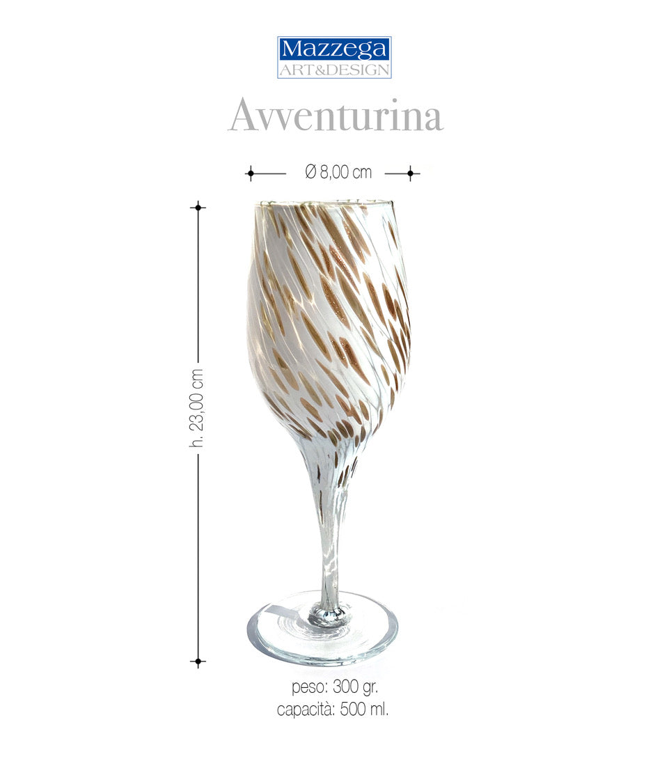 Set aus Weingläsern und Gläsern aus mundgeblasenem und handgefertigtem Glas mit Geschenkbox „I Colori di Murano“ mit Aventurin – elegant für raffinierte Anlässe – hergestellt in Italien