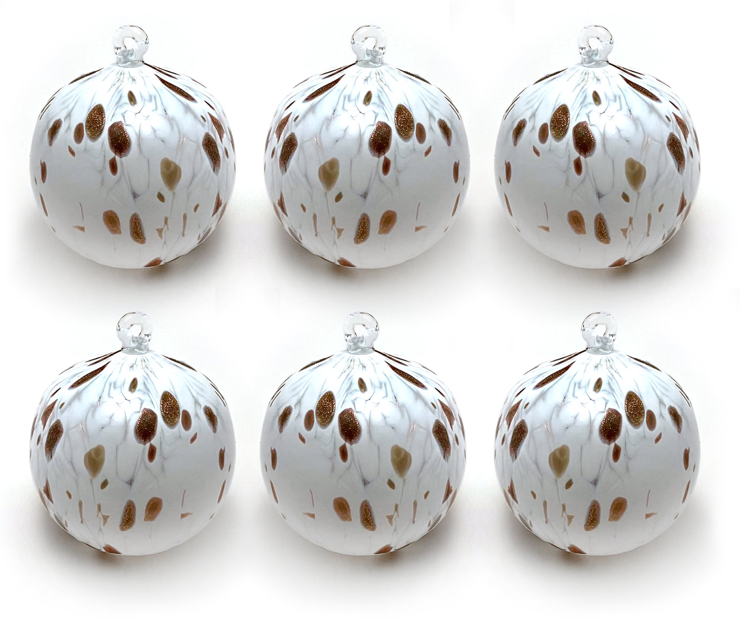Boules de Noël en verre « I Colori di Murano », pack de 6 grandes boules de verre soufflées colorées, fabriquées à la main, décorations de Noël pour le sapin de Noël avec anneau de suspension Ø 9 cm. Aventurine