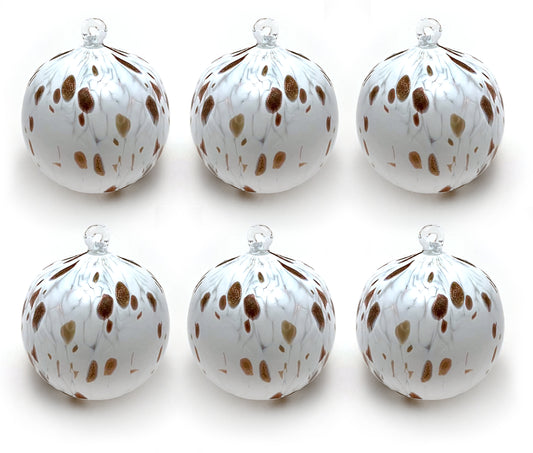 6 palline di Natale Avventurina in Vetro Soffiate e Lavorate a Mano, linea “I Colori di Murano” Made in Italy