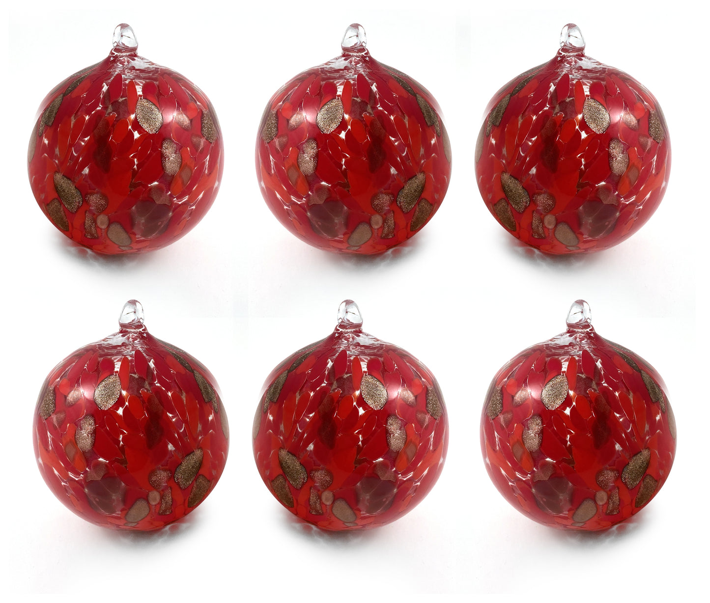 Boules de Noël en verre « I Colori di Murano », pack de 6 grandes boules de verre soufflées colorées, fabriquées à la main, décorations de Noël pour le sapin de Noël avec anneau de suspension Ø 9 cm. Aventurine