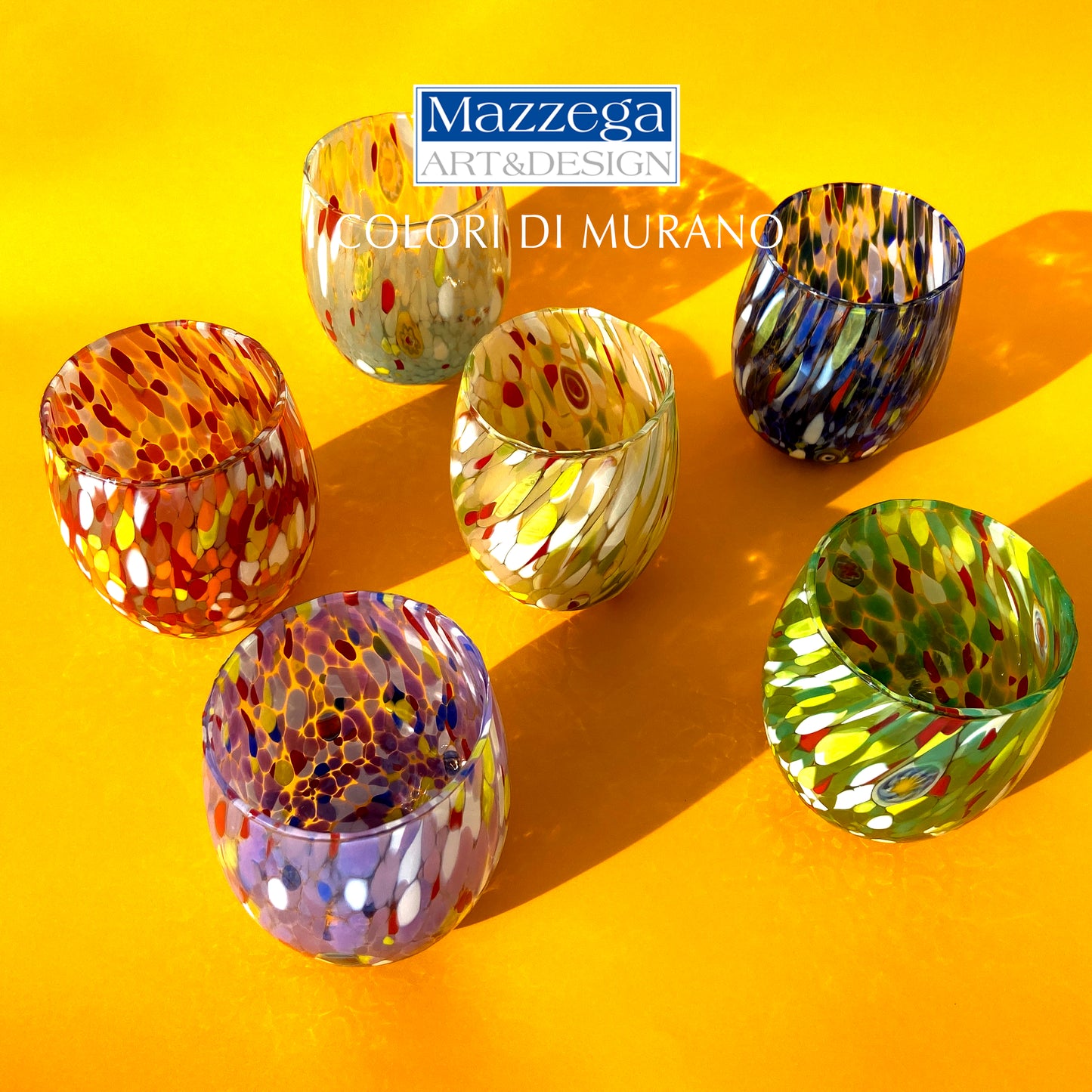 6 Bicchieri da Acqua in Vetro “I Colori di Murano” COLOMBINA