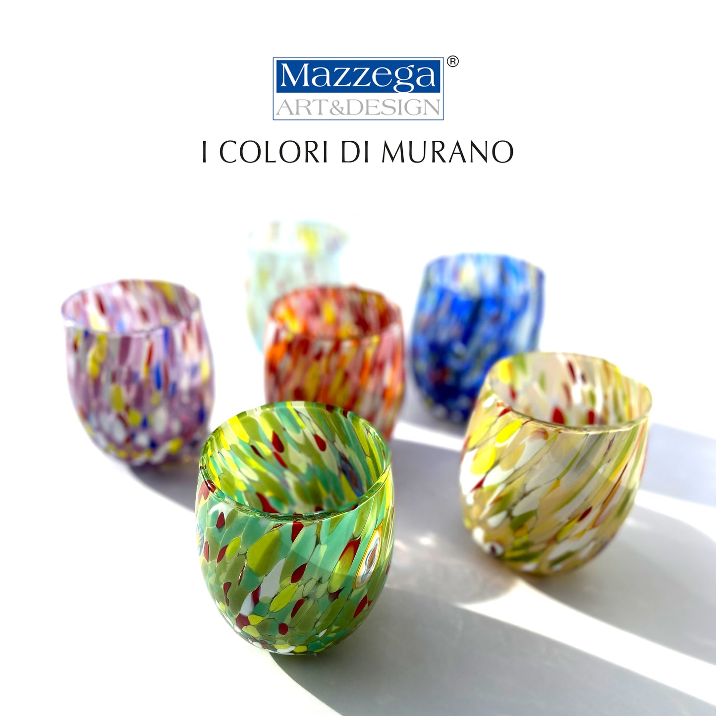 6 Bicchieri da Acqua in Vetro “I Colori di Murano” COLOMBINA
