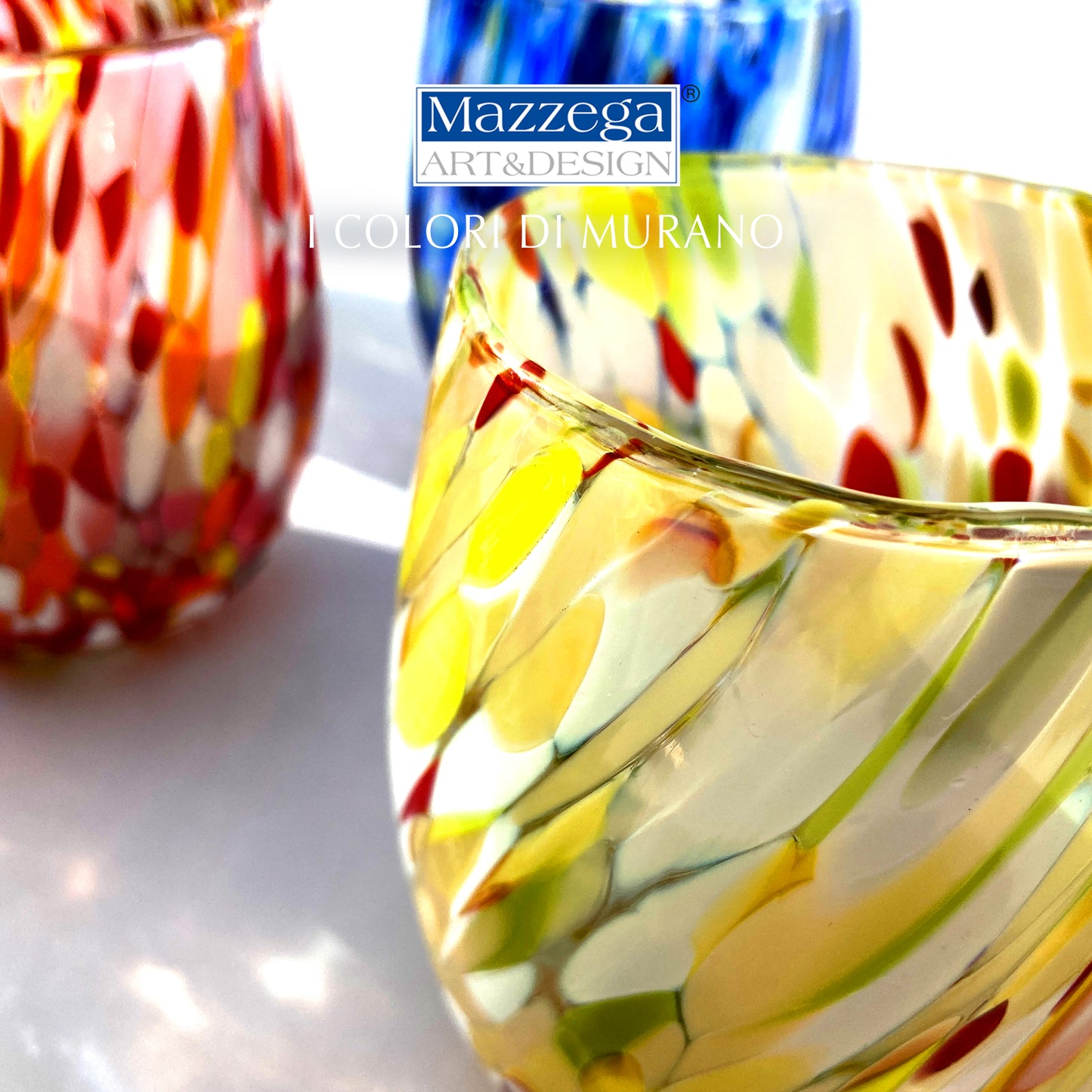 6 Bicchieri da Acqua in Vetro “I Colori di Murano” COLOMBINA