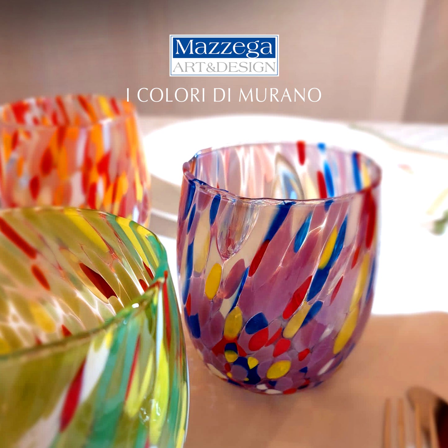 6 Bicchieri da Acqua in Vetro “I Colori di Murano” COLOMBINA