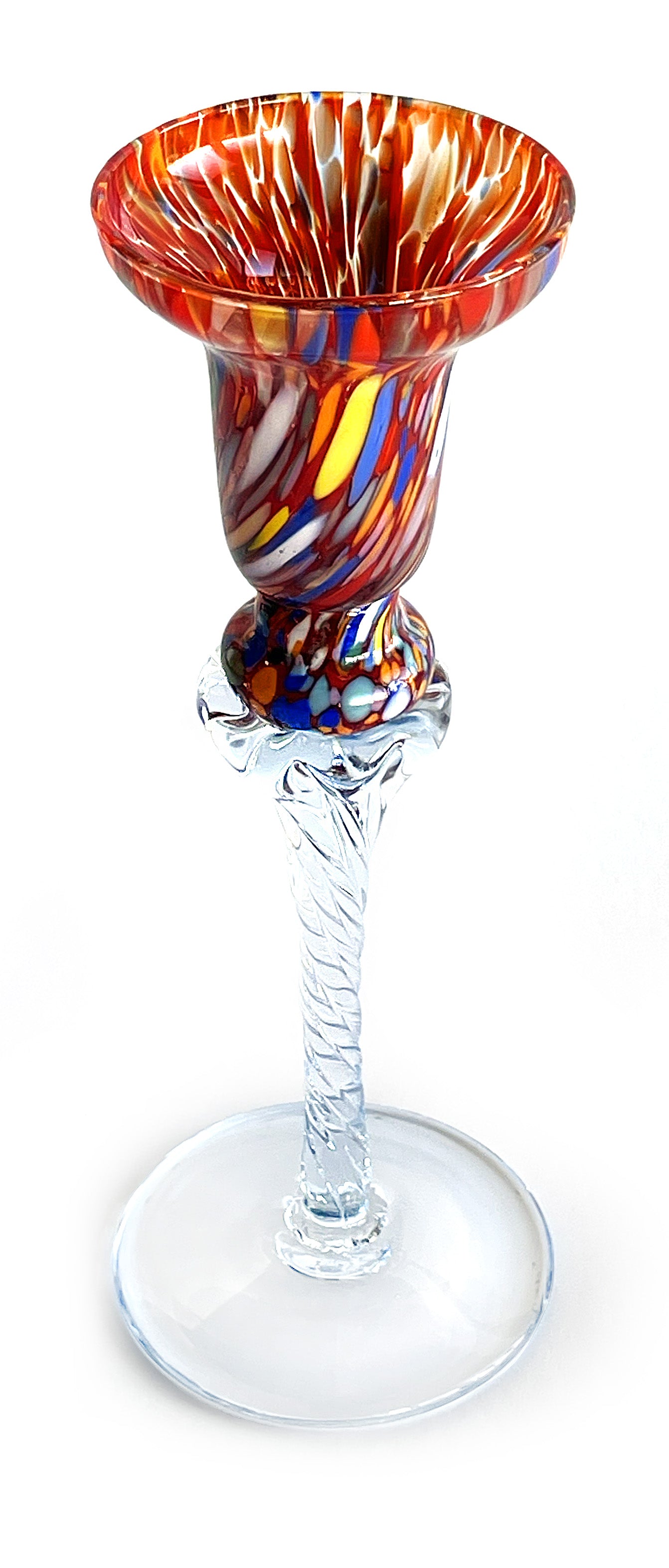 2 Candélabres en Verre Soufflé et Fait Main - Les Couleurs de Murano - Bougeoirs pour Table, Mariages, Fêtes. Fabriqué en Italie