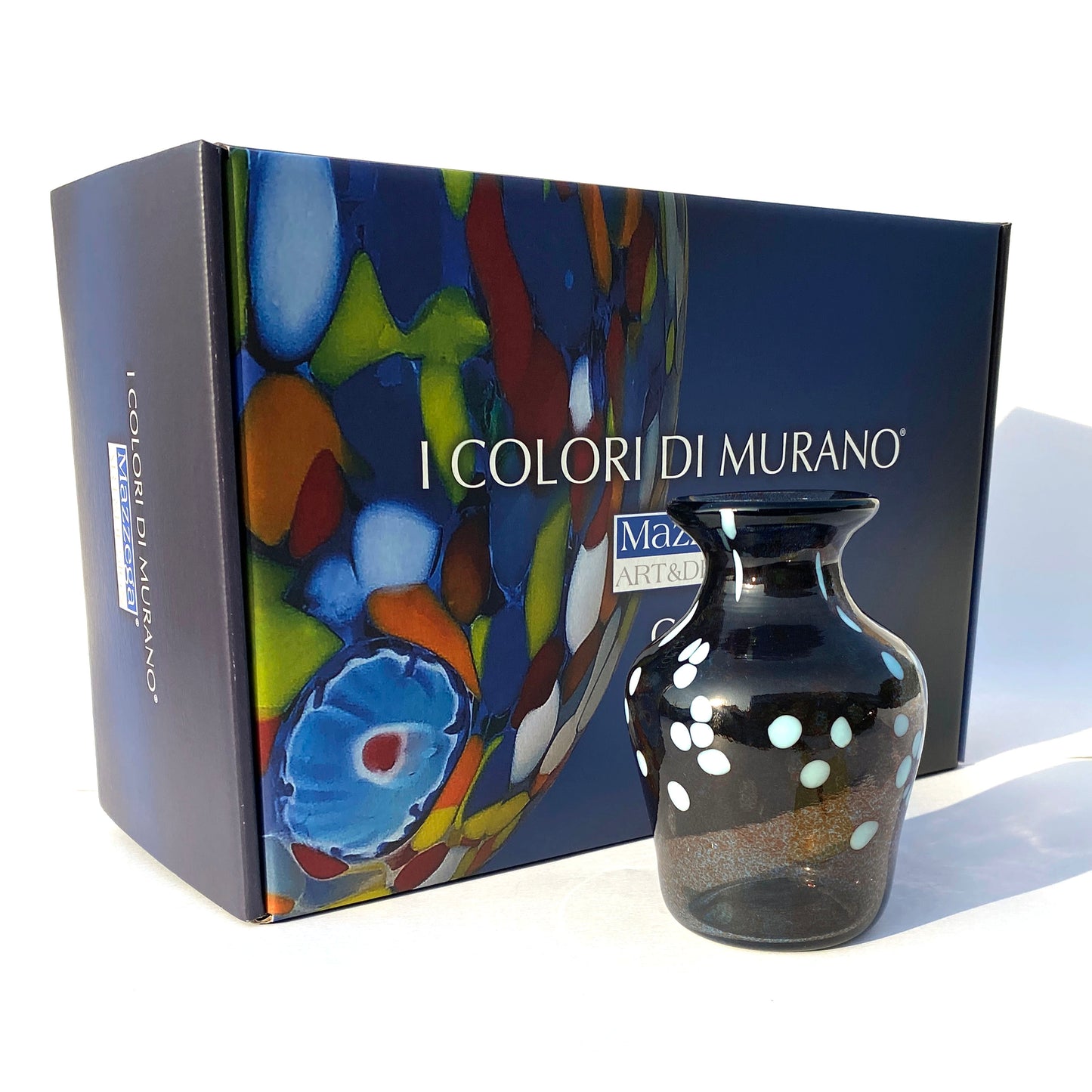Vaso in vetro di Murano, soffiato e lavorato a mano, linea "I Colori di Murano" h. cm. 15 - Made in Murano. Cod. 06