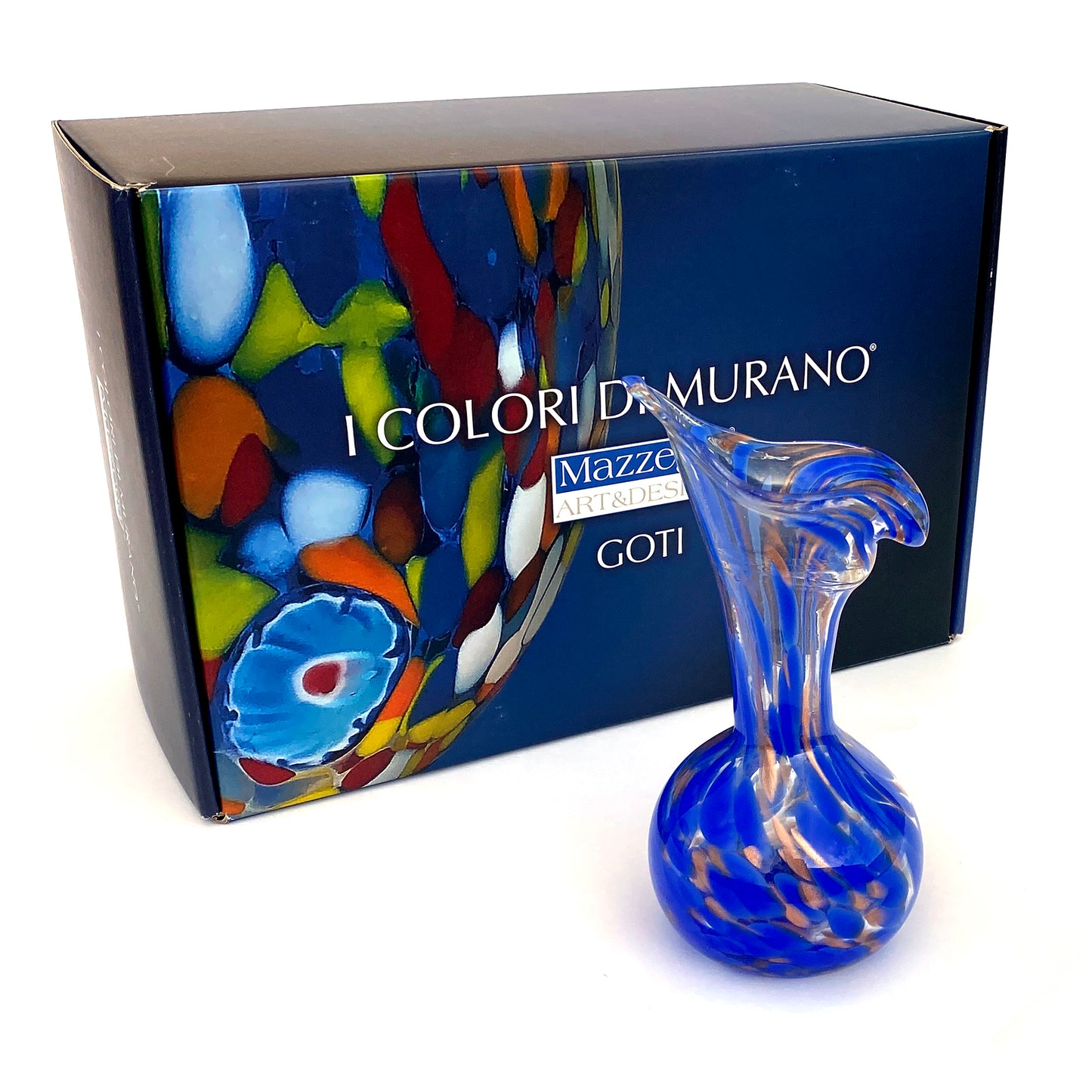 Vaso in vetro di Murano, soffiato e lavorato a mano, linea "I Colori di Murano" h. cm. 20 - Made in Murano. Cod. 29