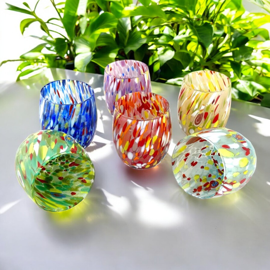 6 Bicchieri da Acqua in Vetro “I Colori di Murano” COLOMBINA
