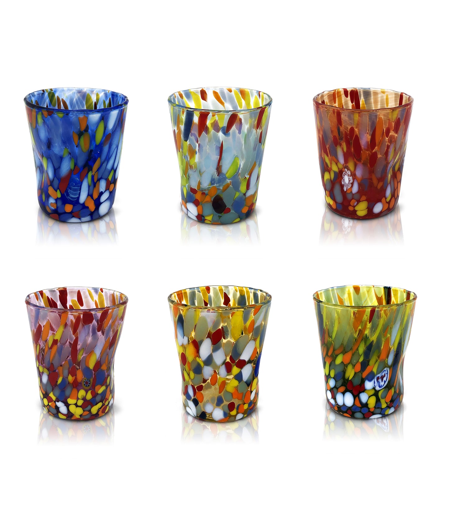 6 Verres en Verre "Les Couleurs de Murano". TUMBLE-CLASSIC-MIX