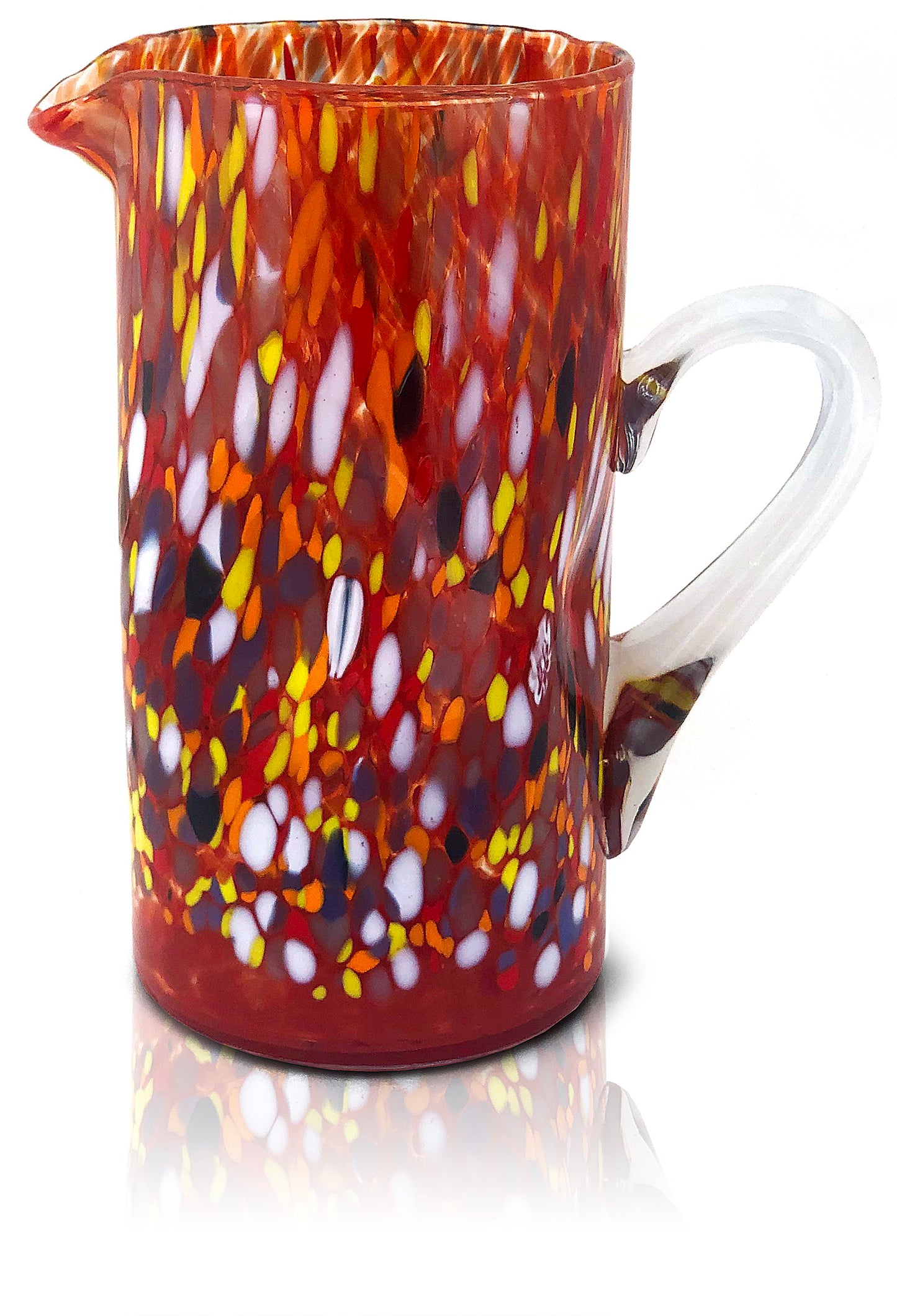 Caraffa Classic in Vetro Soffiata e Lavorata a Mano con Murrine di Murano, linea “I Colori di Murano” 1000 ml. Made in Italy