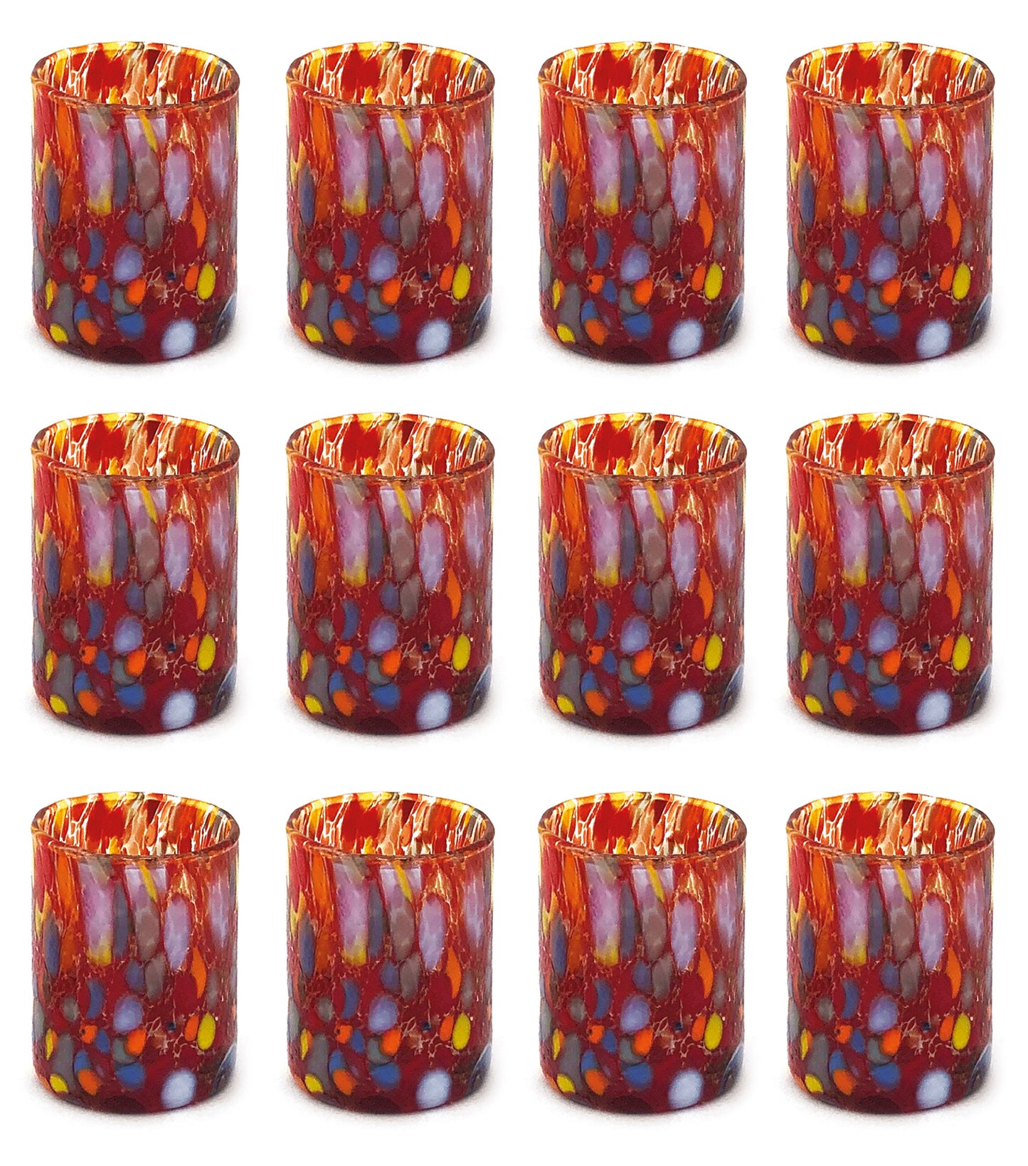 Bicchieri Shot Classic in Vetro Soffiati e Lavorati a Mano con Murrine di Murano, linea “I Colori di Murano” 75 ml. Made in Italy