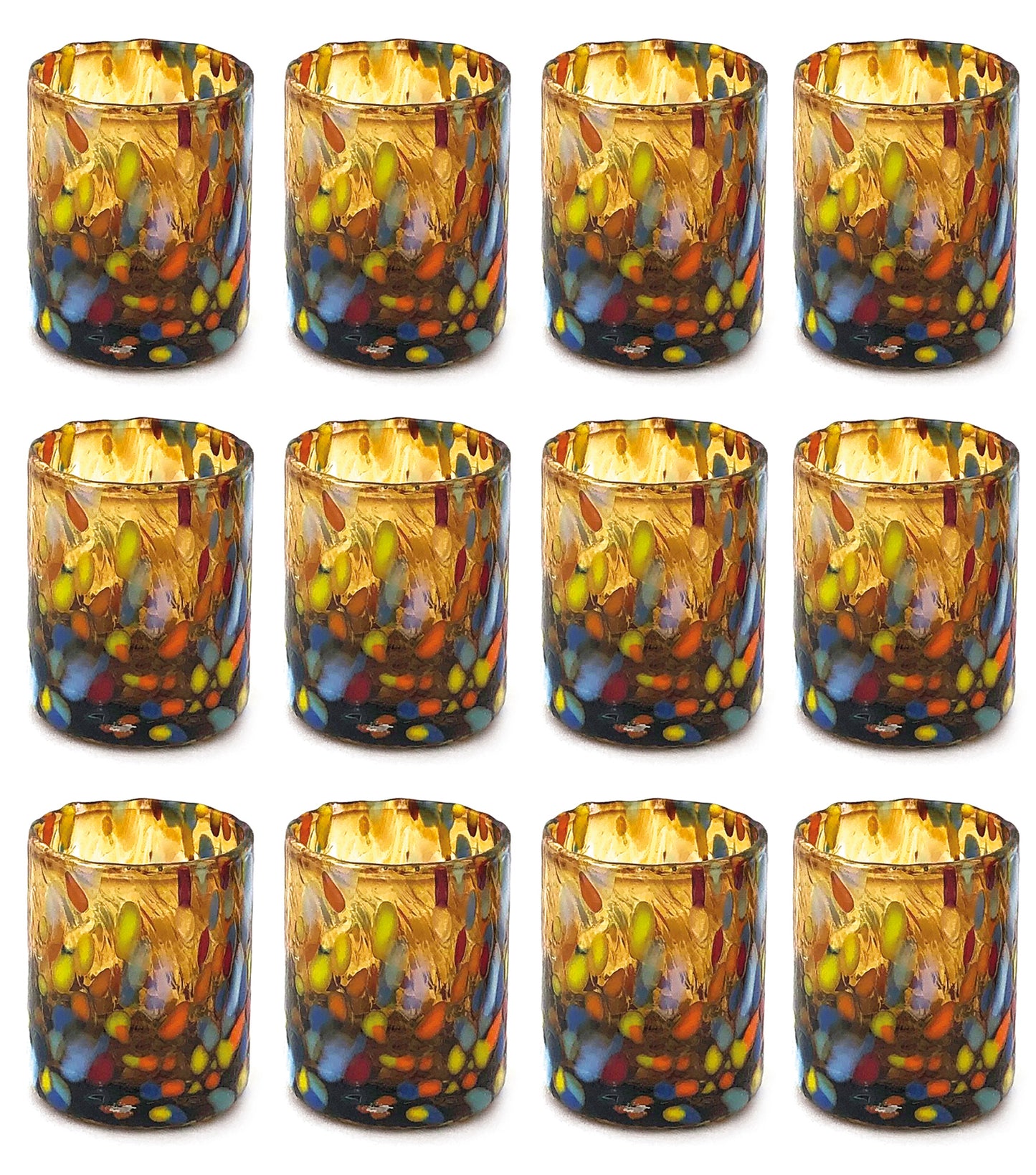 Bicchieri Shot Classic in Vetro Soffiati e Lavorati a Mano con Murrine di Murano, linea “I Colori di Murano” 75 ml. Made in Italy