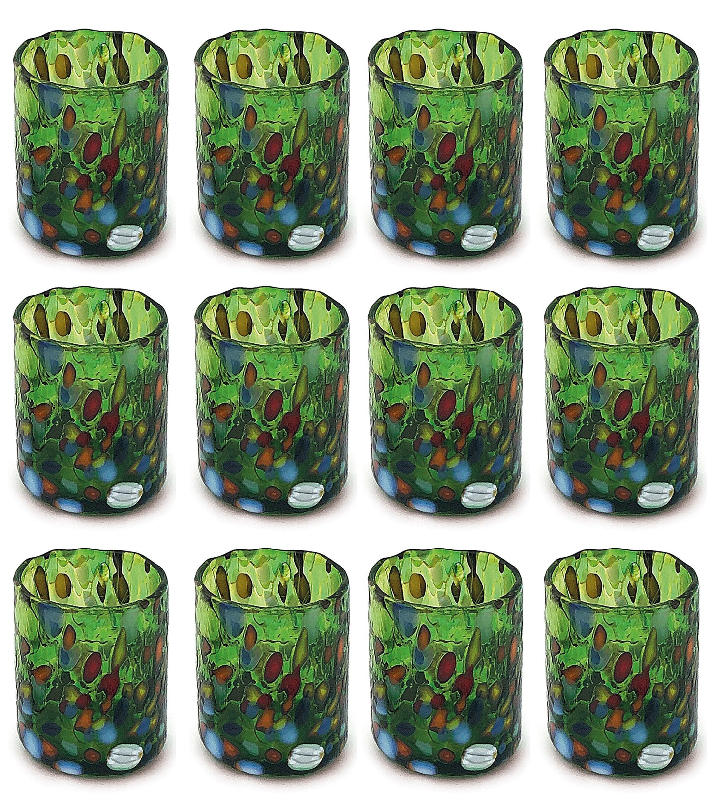 Bicchieri Shot Classic in Vetro Soffiati e Lavorati a Mano con Murrine di Murano, linea “I Colori di Murano” 75 ml. Made in Italy