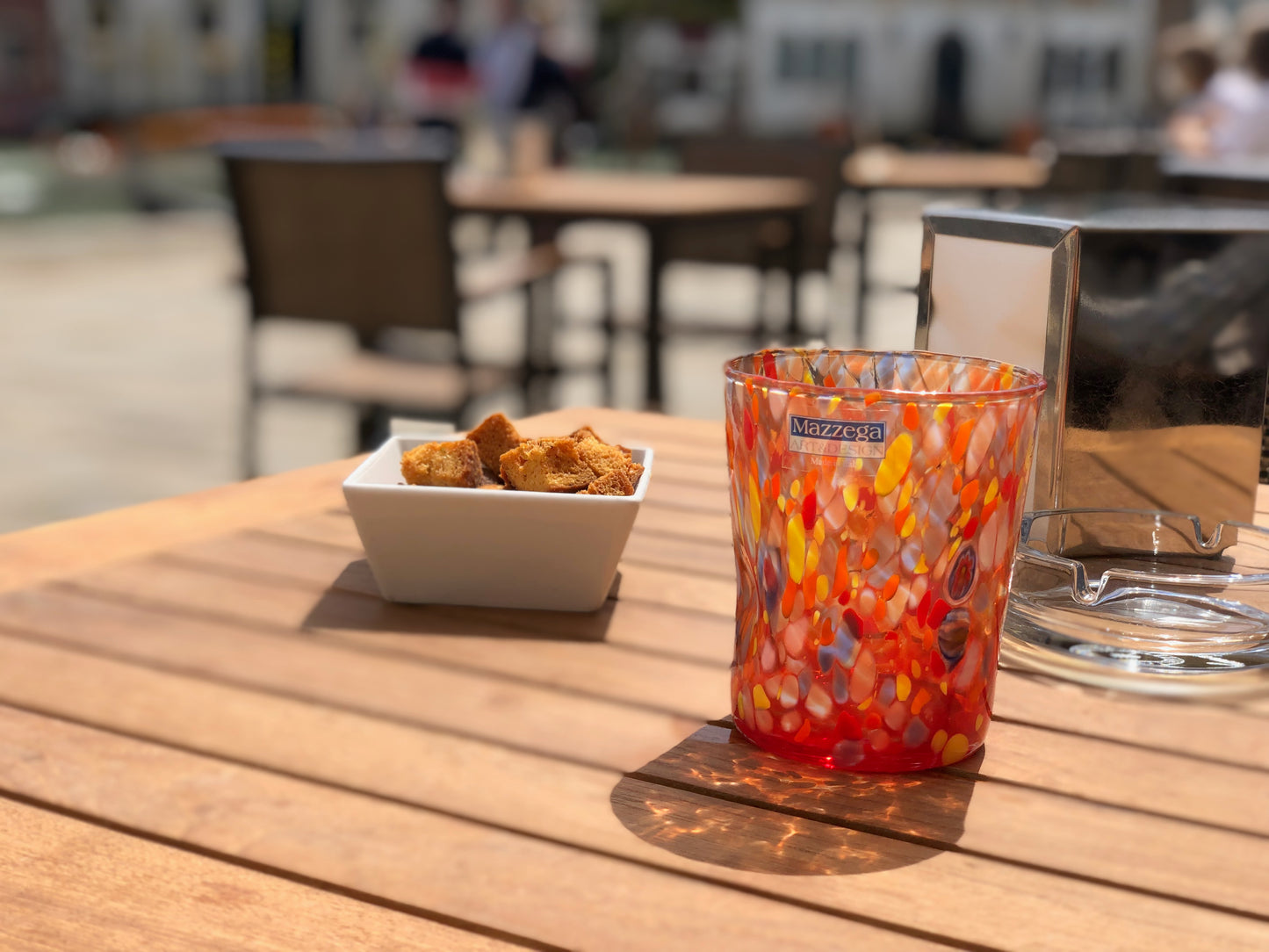 Bicchieri Tumbler Classic in Vetro Soffiati e Lavorati a Mano con Murrine di Murano, linea “I Colori di Murano” 350 ml. Made in Italy
