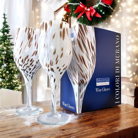 Set aus Weingläsern und Gläsern aus mundgeblasenem und handgefertigtem Glas mit Geschenkbox „I Colori di Murano“ mit Aventurin – elegant für raffinierte Anlässe – hergestellt in Italien